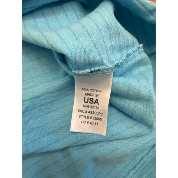 Fresh Produce Turquoise Blue V-Neck Striped T-Shirt XS Cotton Short Sleeve NWT - Picture 3 of 4